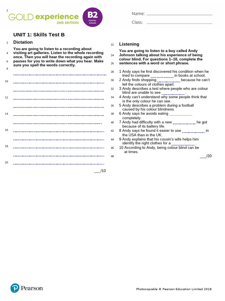 Gold Exp B2 Unit 1 Skills Test B | PDF