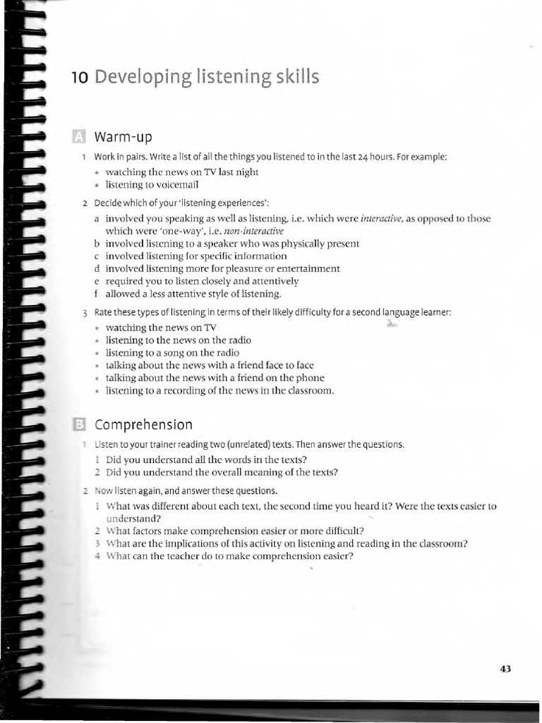 Developing Listening Skills in the CELTA Course Trainee Book | PDF ...