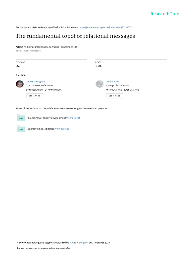 The Fundamental Topoi of Relational Messages | PDF