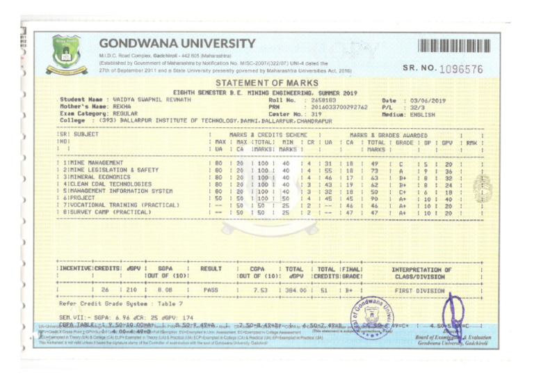 8TH MARKSHEET (2) | PDF