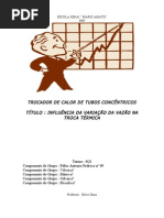 TROCADOR DE CALOR DE TUBOS CONCÊNTRICOS