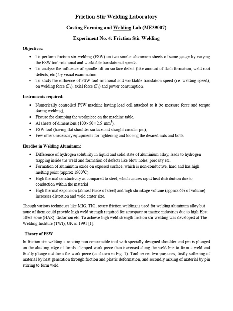 Expt 2 FSW | PDF | Welding | Construction