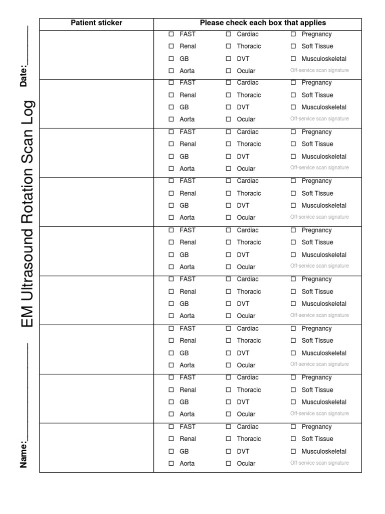 US Rotation Scan Log | PDF | Wellness | Science & Mathematics