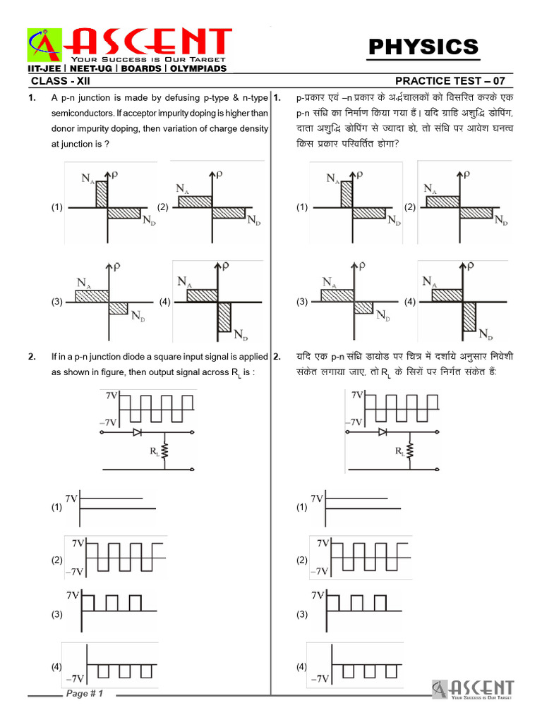 Xii + Neet Practice Test – 07 | PDF | Condensed Matter Physics ...