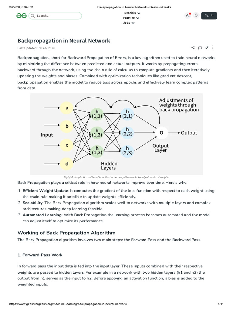 Backpropagation in Neural Network | PDF