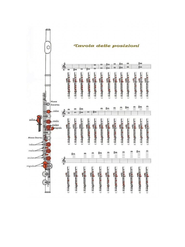 Escalas Flauta Travesera - Sin Pentagrama | PDF | Escala (música ...