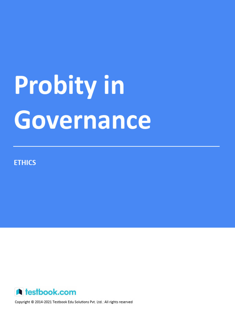 Probity in Governance - Study Notes | PDF | Taxes | Governance