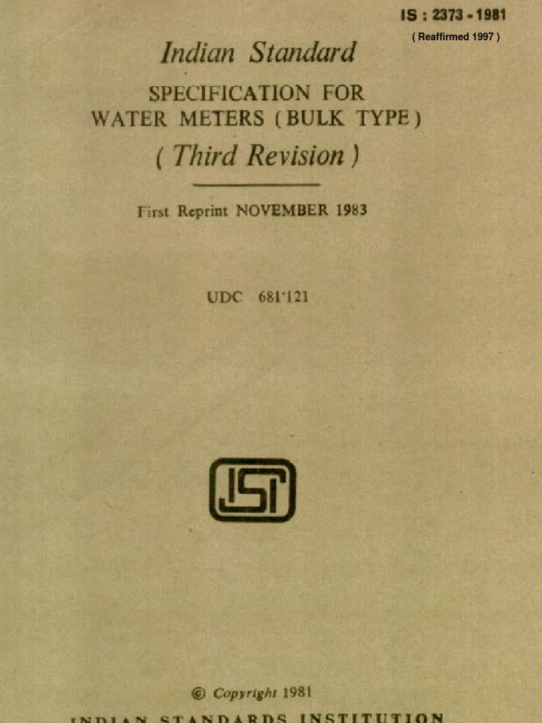 Is 2373 Water Meters | PDF