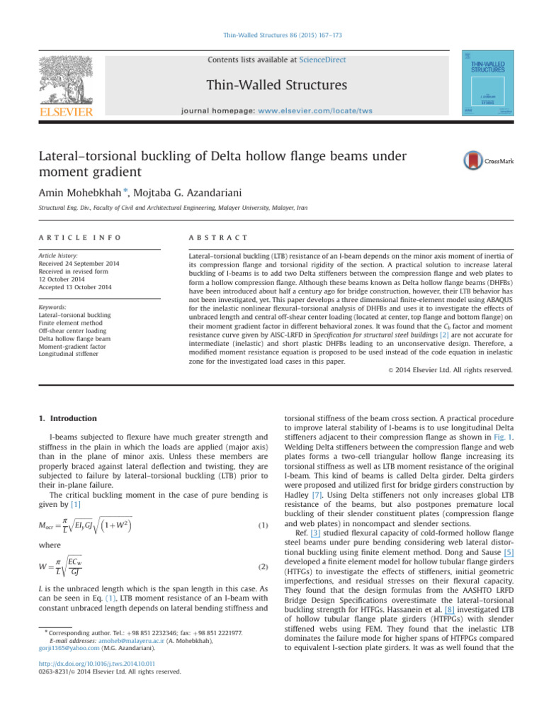 Lateral Torsional Buckling of Delta Beams | PDF