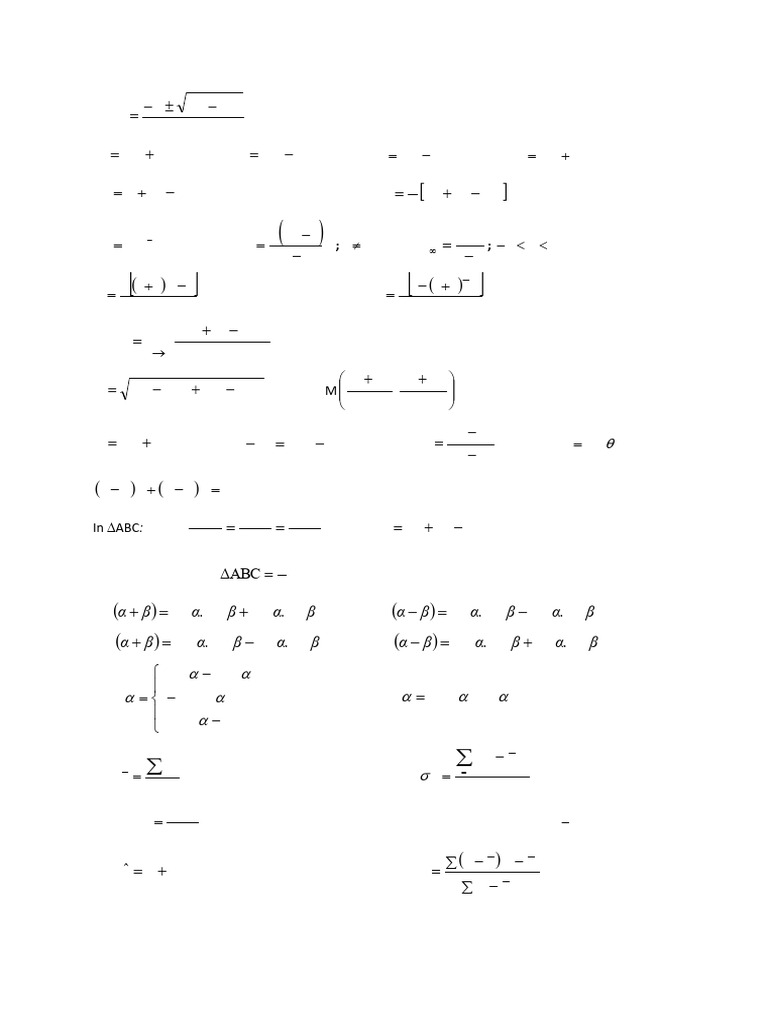 Formula Sheet | PDF