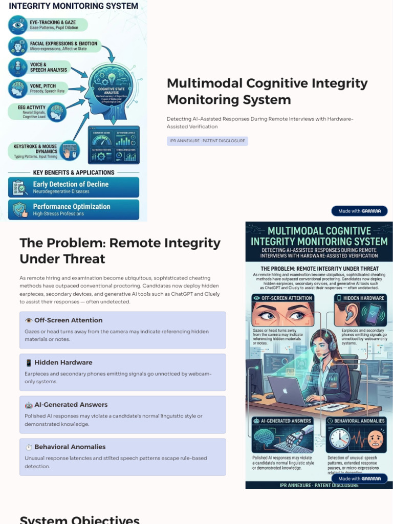 Multimodal Cognitive Integrity Monitoring System | PDF | Sensor ...