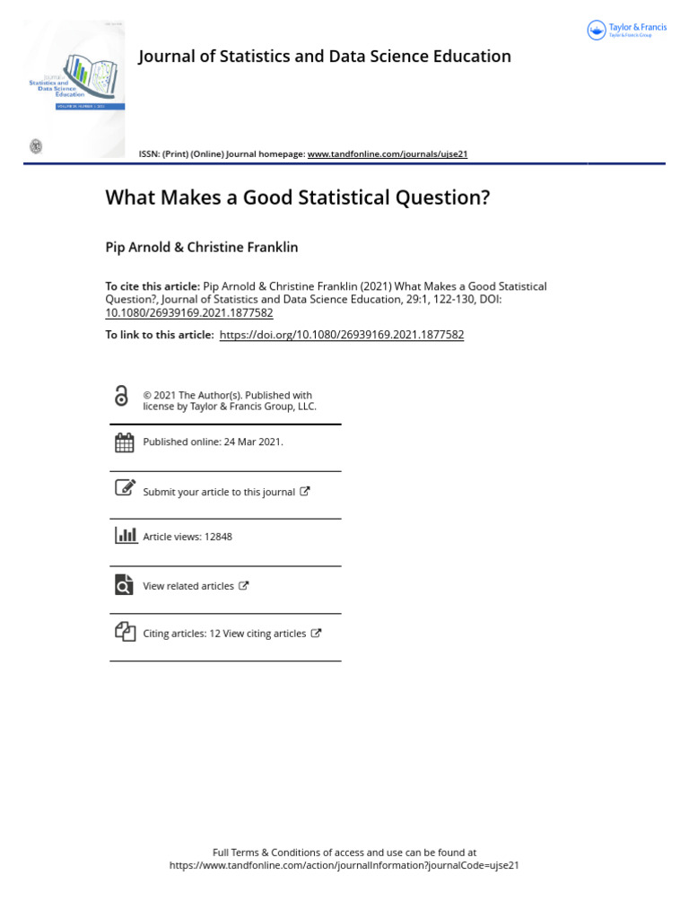 What Makes a Good Statistical Question_? | PDF | Statistics | Data Analysis
