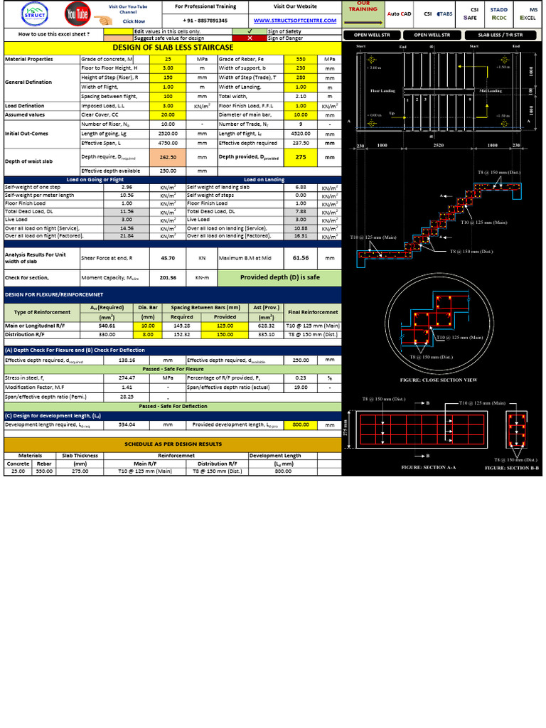 3. Staircase Design Trade Riser (Excel) | PDF | Concrete | Materials