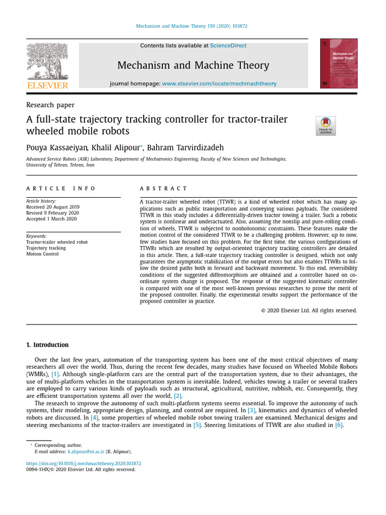 A full-state trajectory tracking controller for tractor-trailer wheeled ...