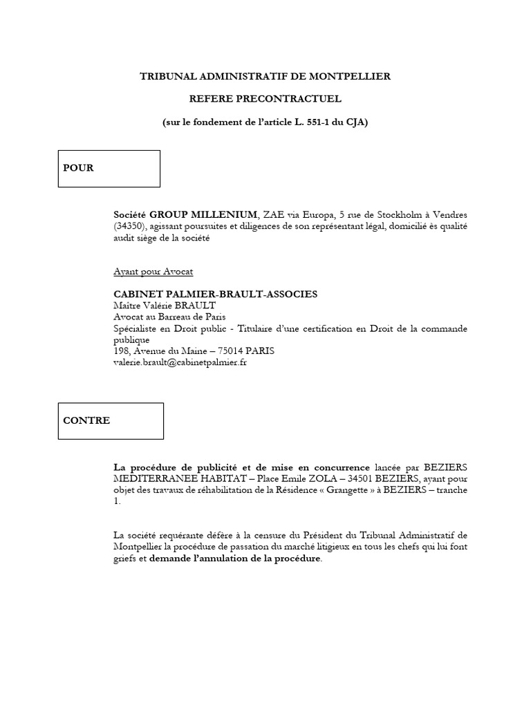 Refere Precontractuel Group Millenium C Beziers Mediterranee Habitat | PDF