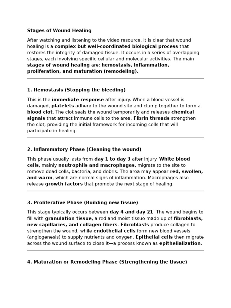Stages of Wound Healing | PDF