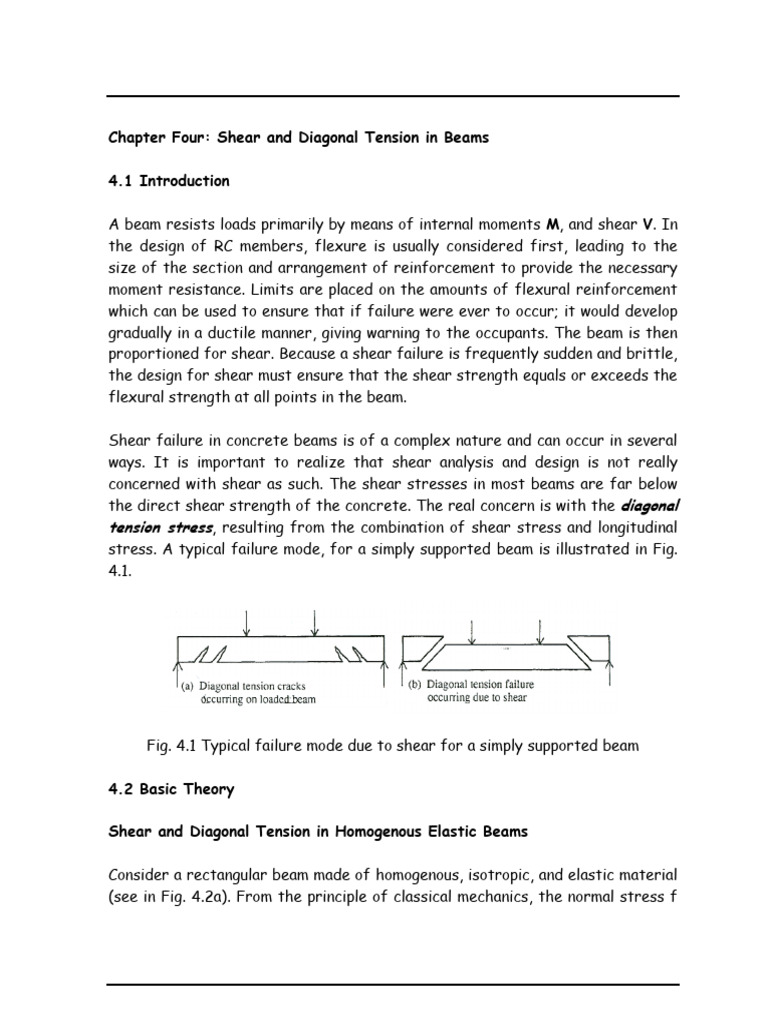 Chapter 4 Shear and Diagonal Tension in Beams | PDF | Beam (Structure ...