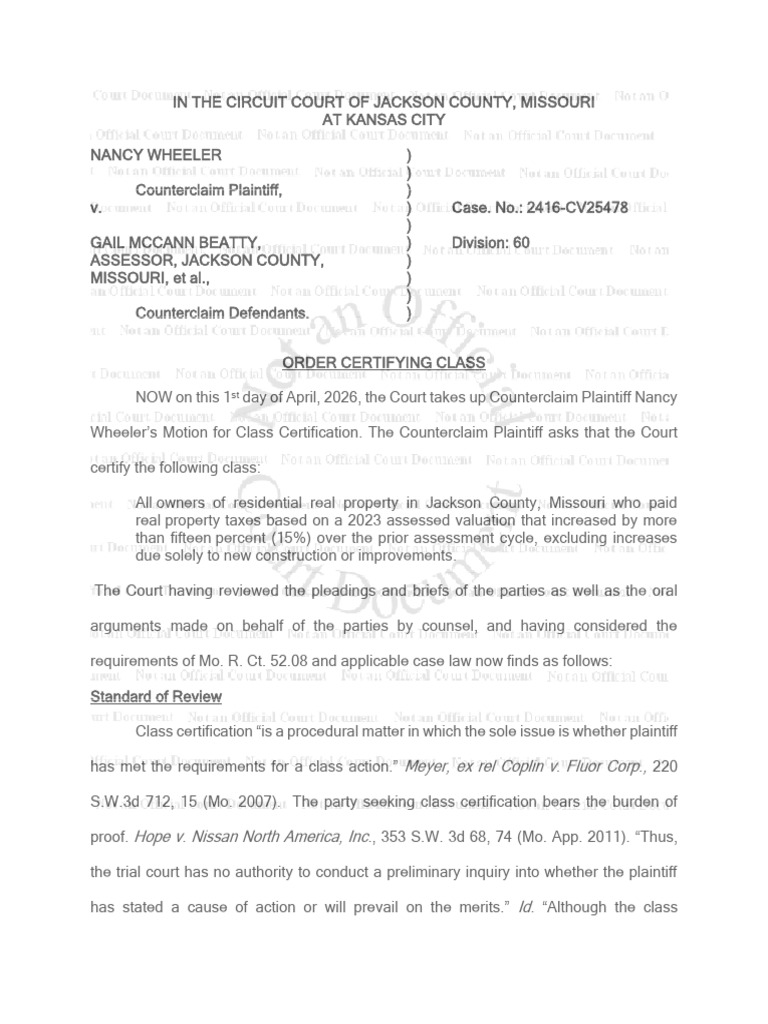 Order For Class Certification | PDF | Class Action | Legal Remedy