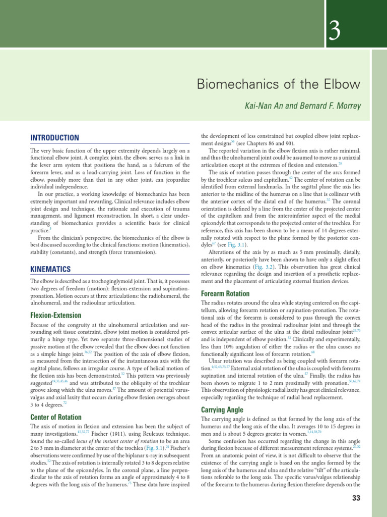 Biomechanics of The Elbow | PDF