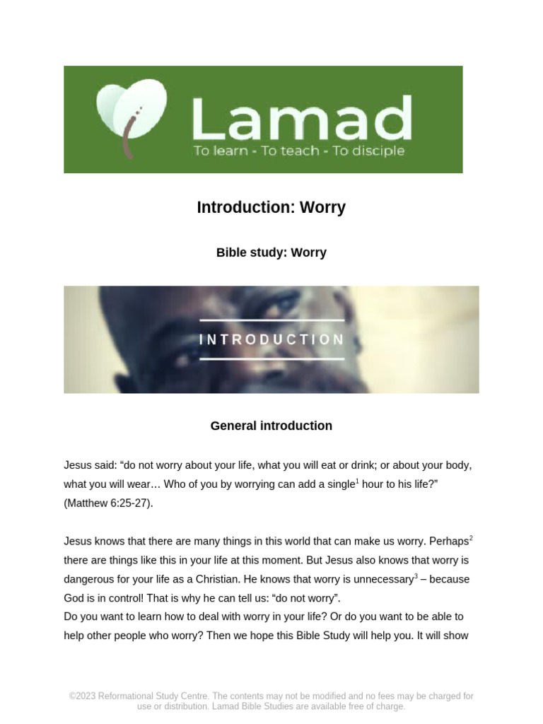 100400P Worry - Introduction | PDF