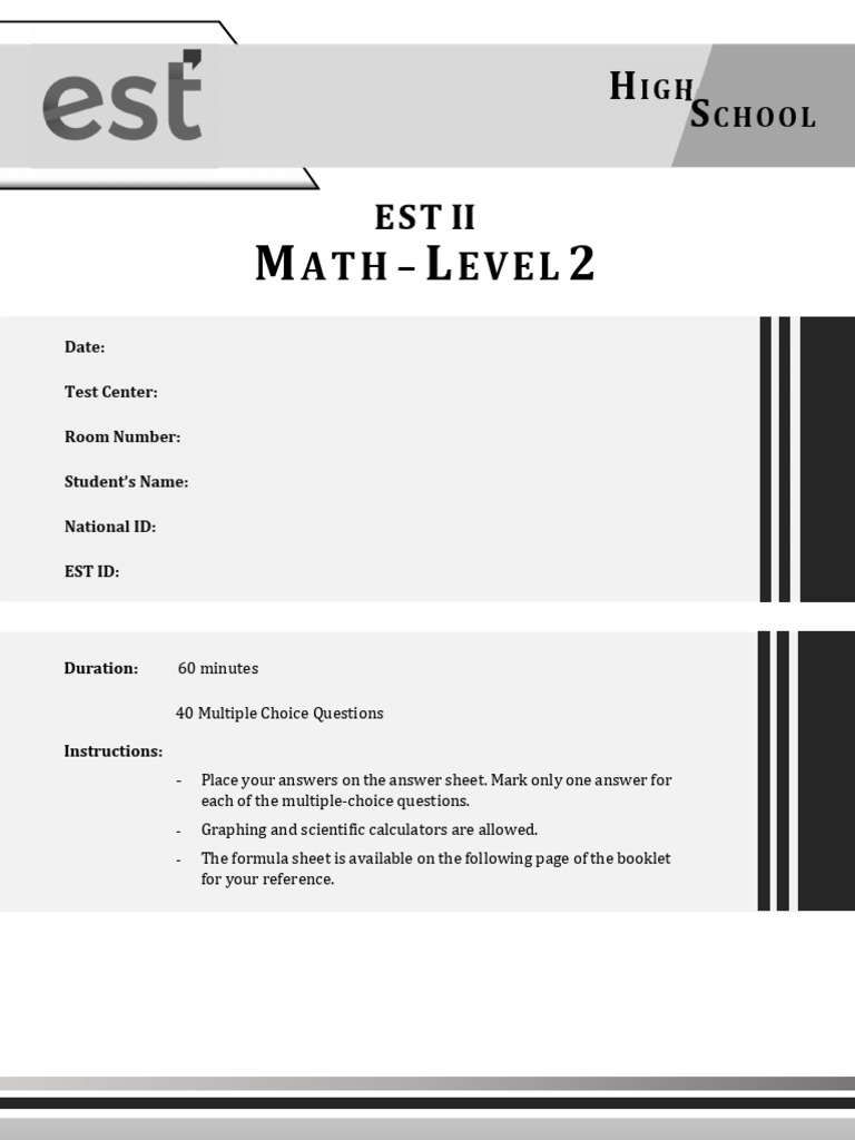 EST 2 HS Math Level 2 Jan 2026 | PDF