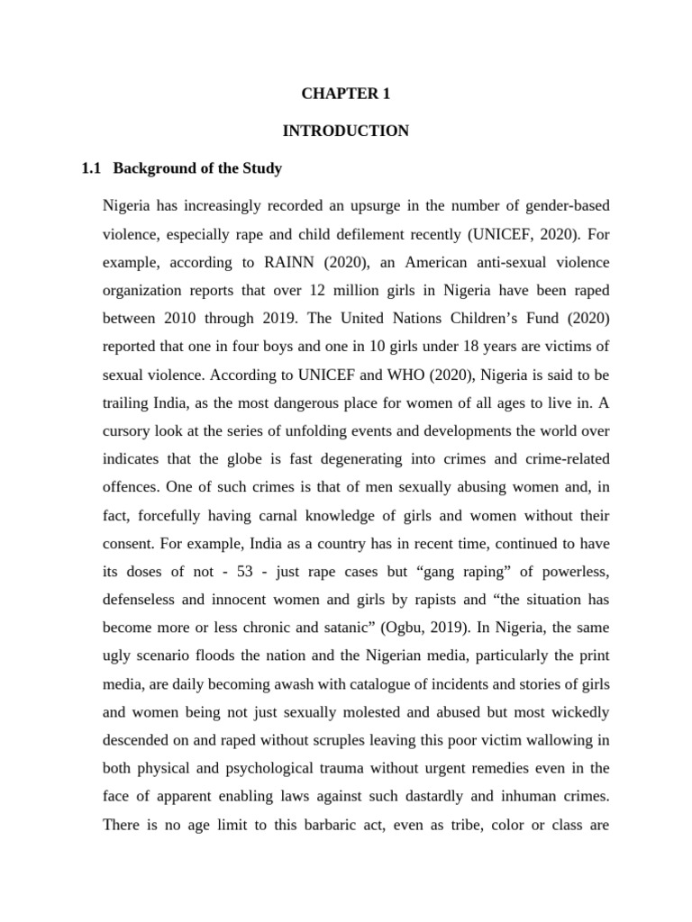 Assessment of the Psychological Effect of Rape on Adolescent in Keffi ...