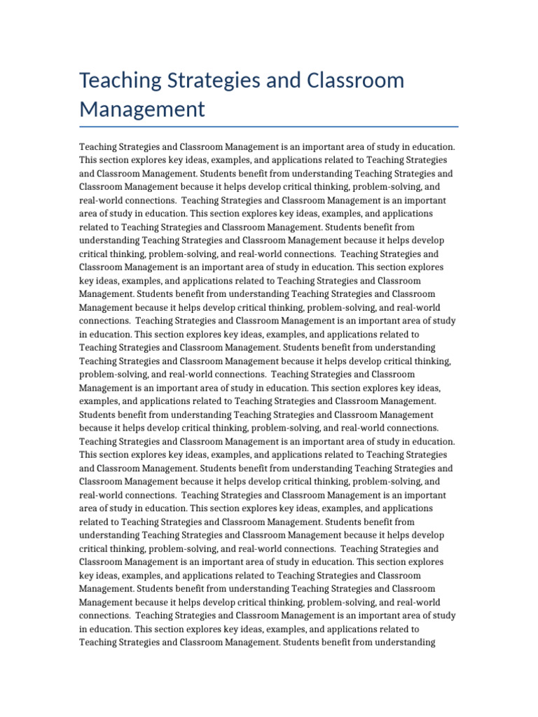 Educational Document 1 | PDF | Classroom Management | Critical Thinking