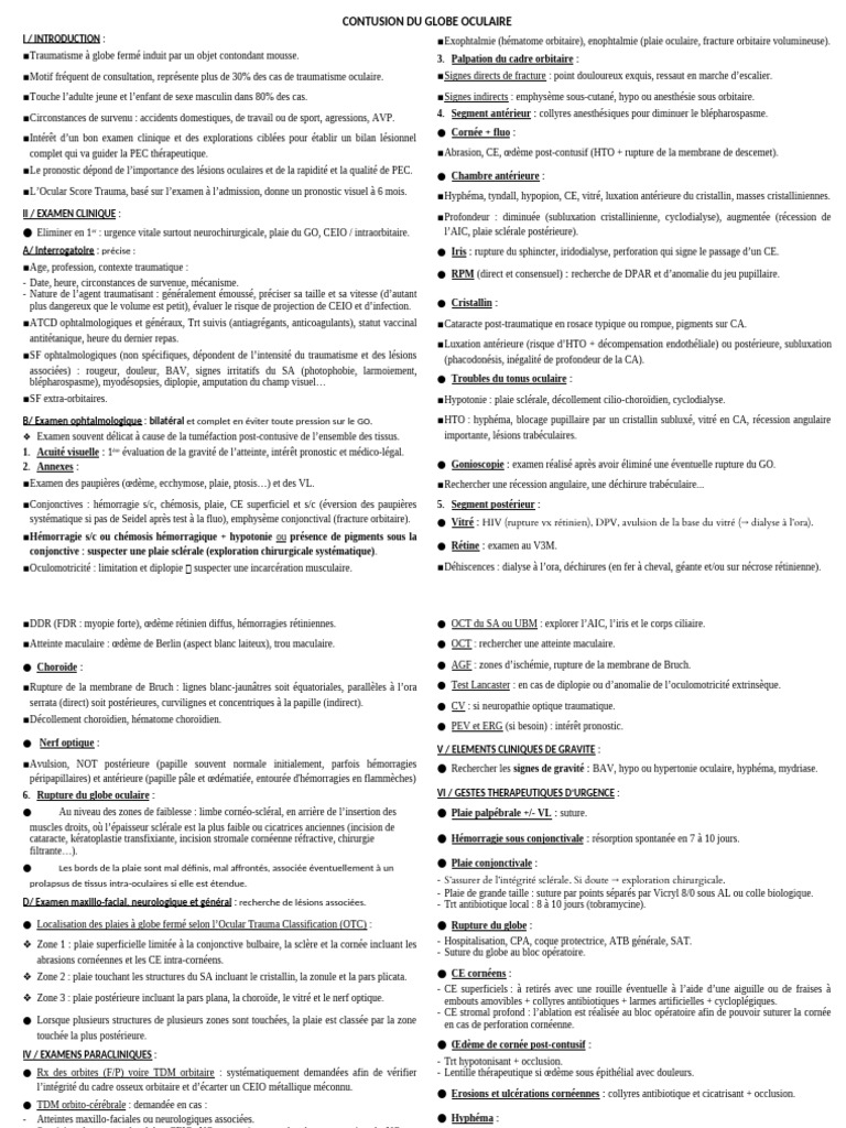 CAT Contusion Du GO M | PDF | Cornée | Cataracte