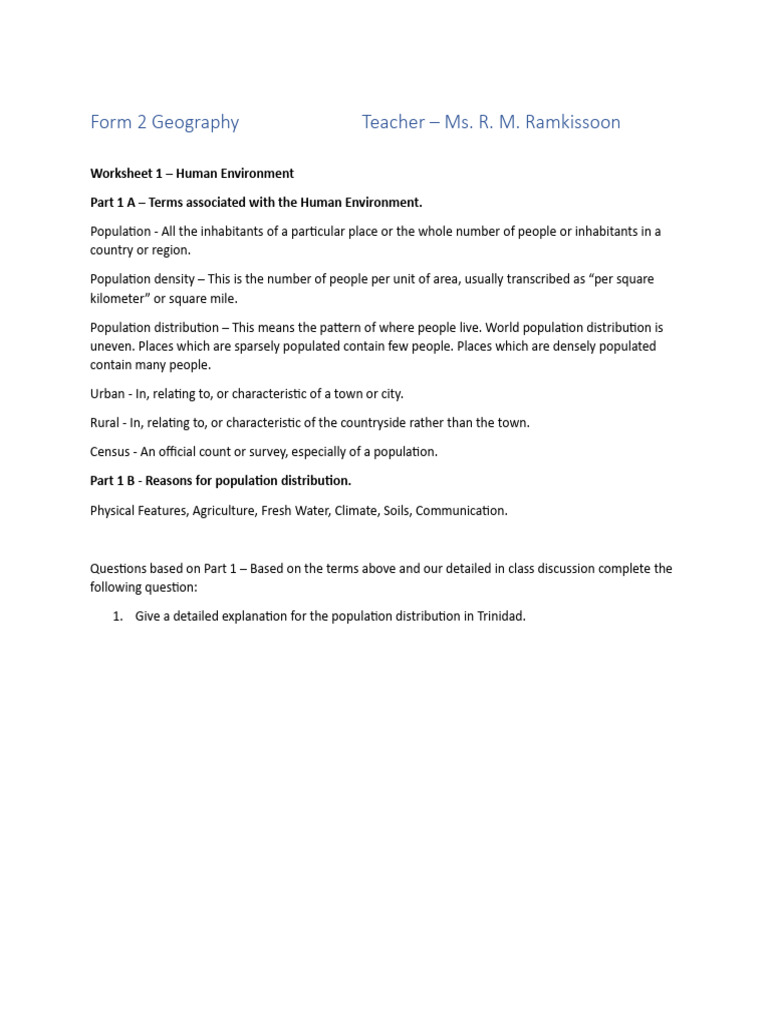 Form 2 Geo Worksheet 2 | PDF