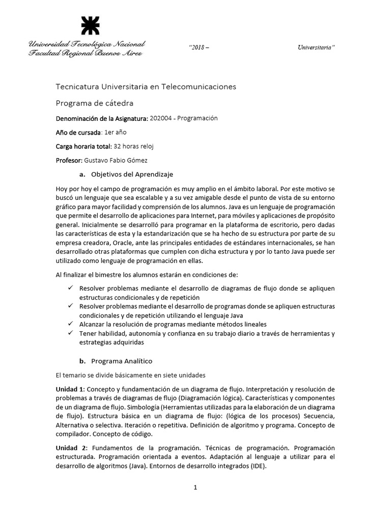 04 - Programa Programacion | PDF | Evaluación | Programación de ...