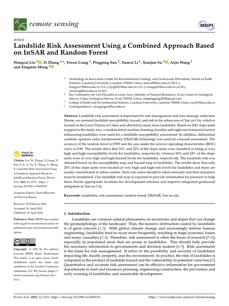 Landslide Risk Assessment Using a Combined | PDF | Landslide | Topography