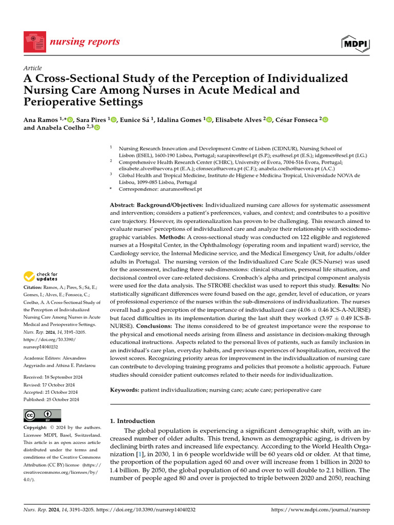 A Cross-Sectional Study of the Perception of Individualized Nursing ...