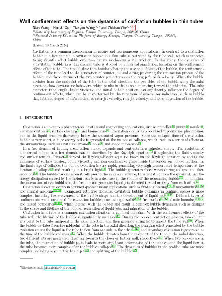 Wall Confinement Effects on the Dynamics of Cavitation Bubbles in Thin ...