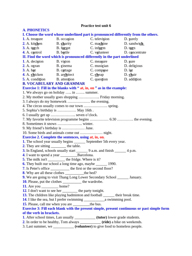 Practice Test Unit 6 | PDF