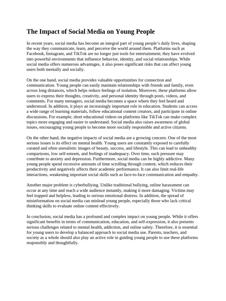 The Impact of Social Media on Young People | PDF | Social Media ...