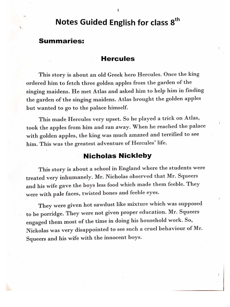 8th English Notes | PDF