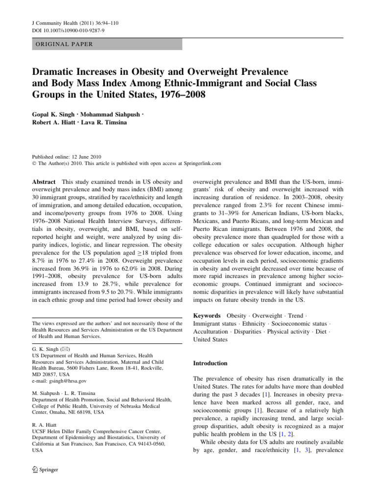 Dramatic Increases in Obesity and Overweight Prevalence and Body Mass ...