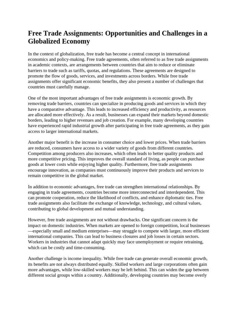 Free Trade Assignments | PDF | Free Trade | Trade Barrier