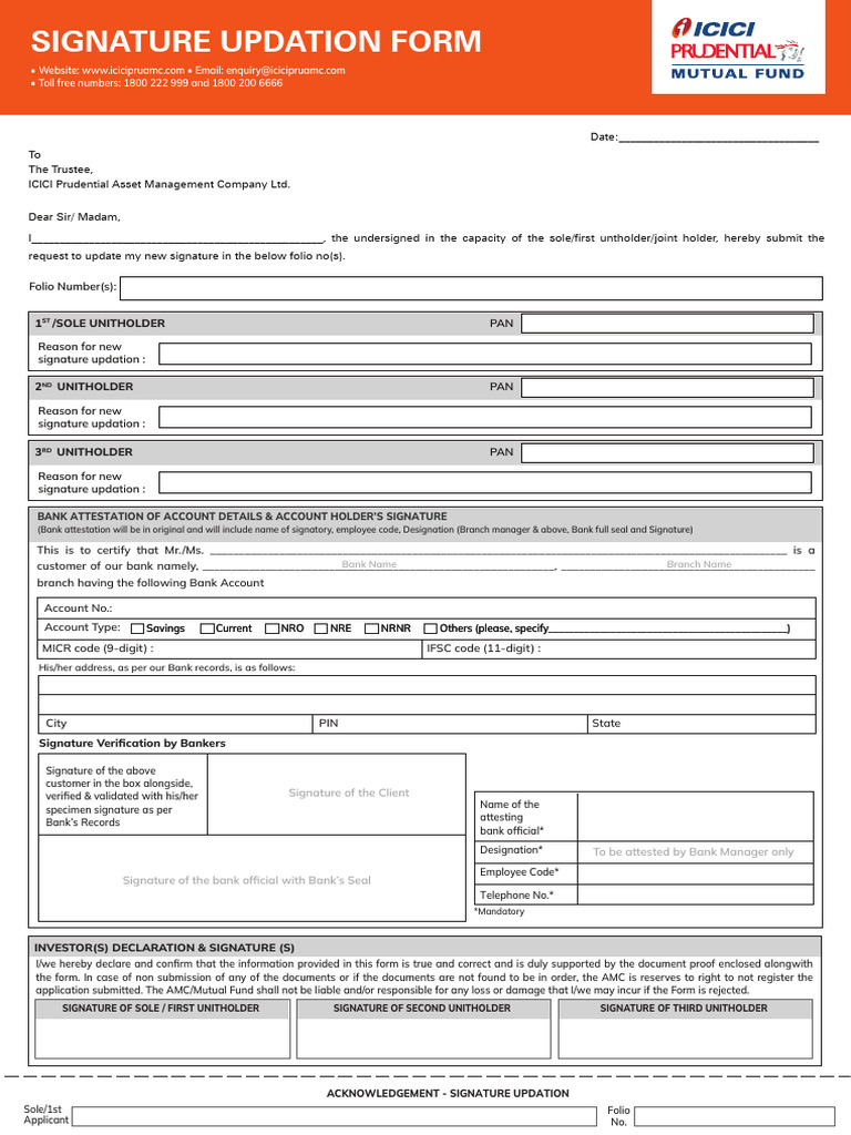 ICICI - Signature Updation Form | PDF | Notary Public | Access Control