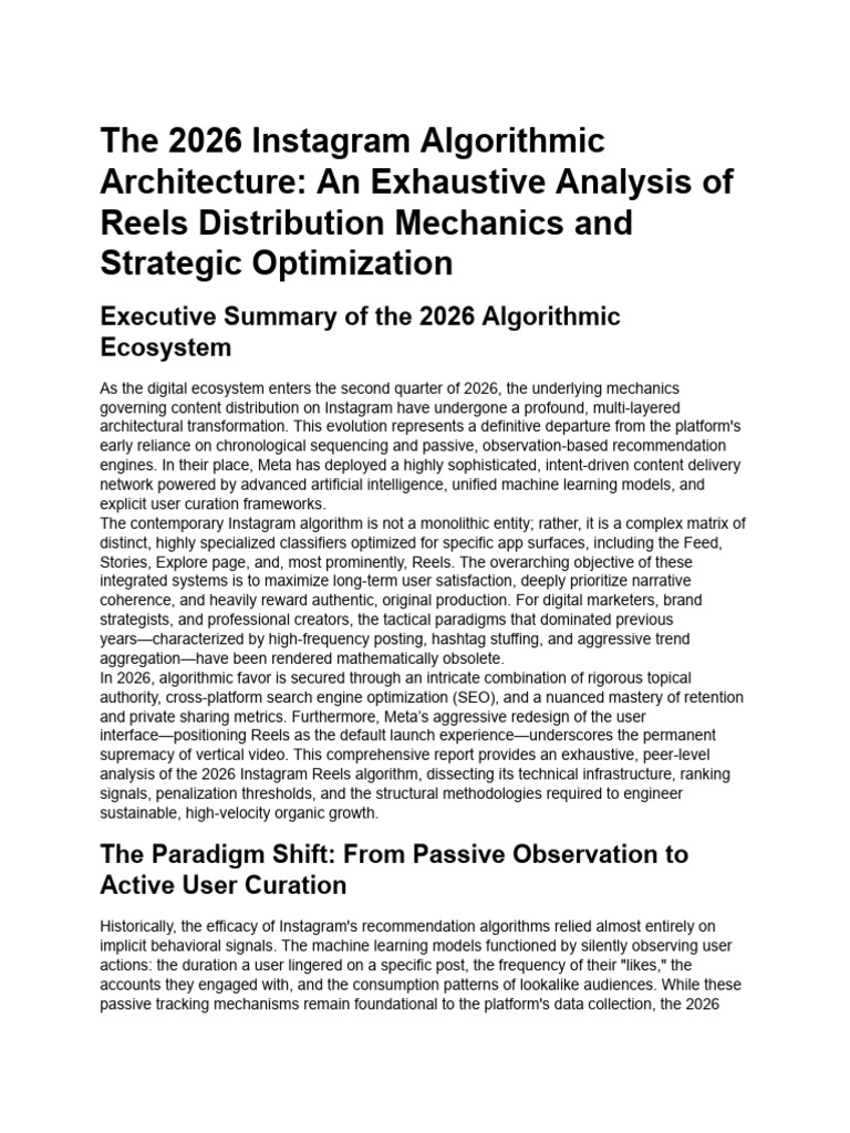 Instagram Reels Algorithm Strategies 2026 | PDF | Search Engine ...