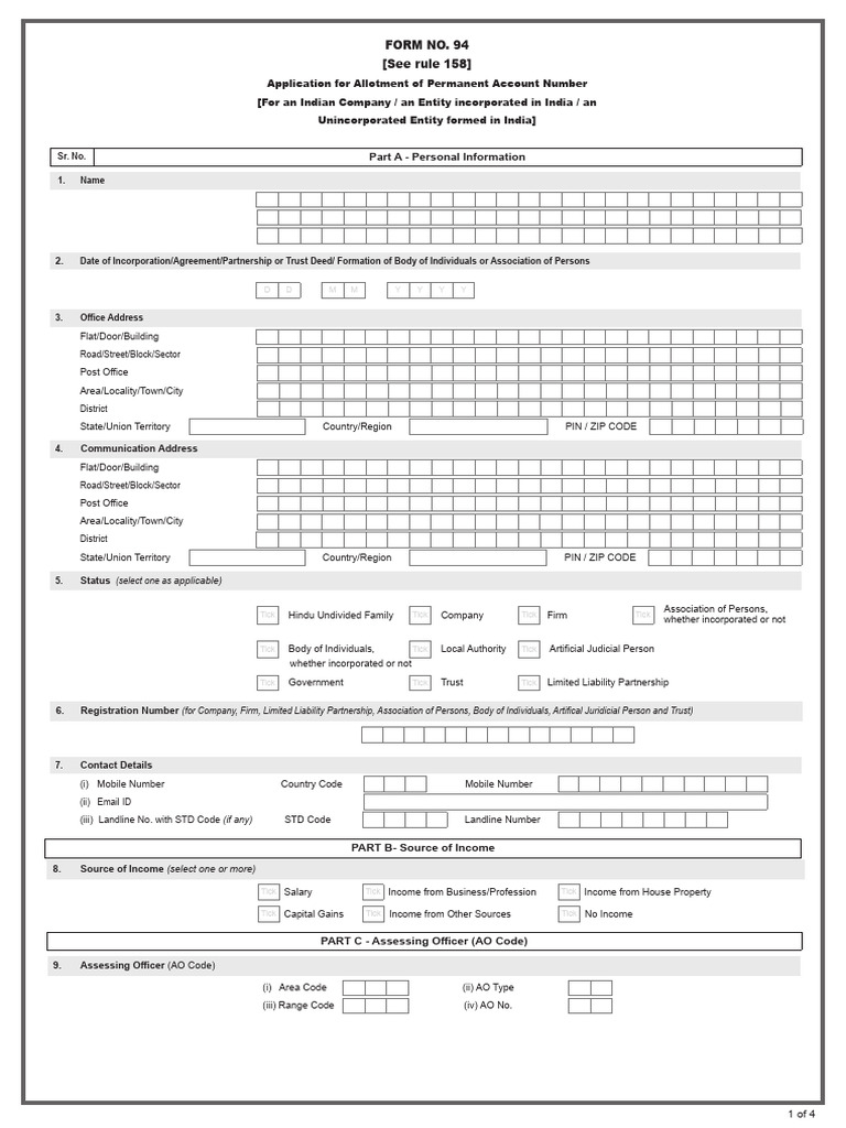 Pan Form for Trust, Firm., Etc., | PDF | Identity Document