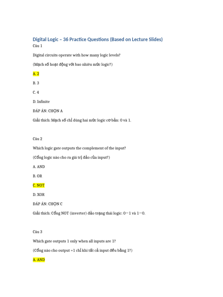 Digital Logic 36 Questions | PDF
