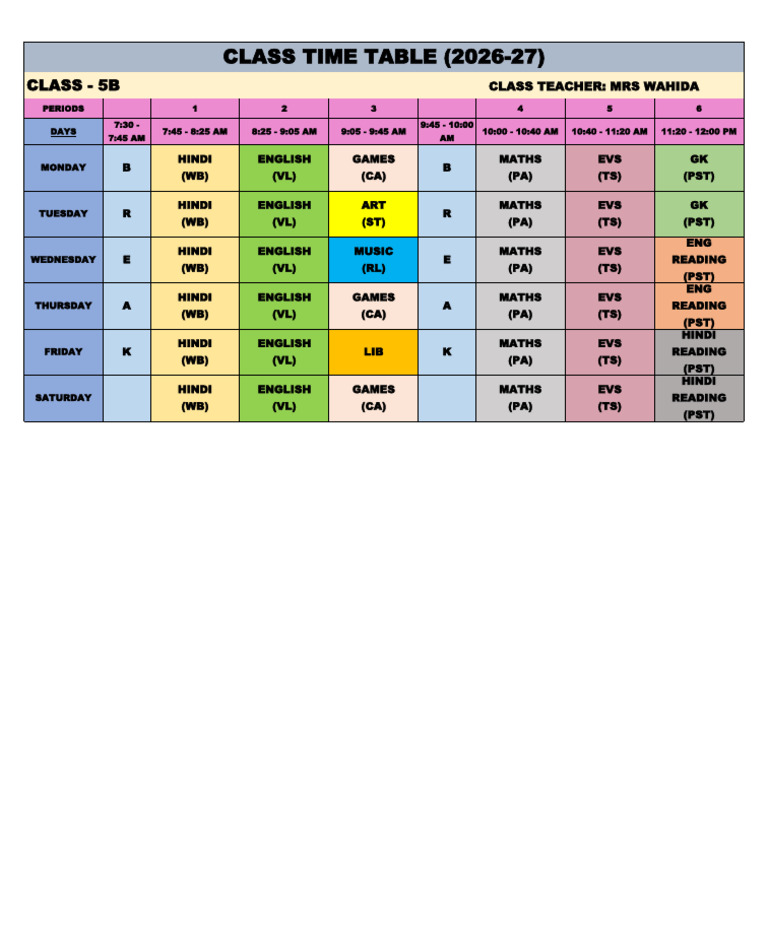 Time Table (April 2026)-1 | PDF