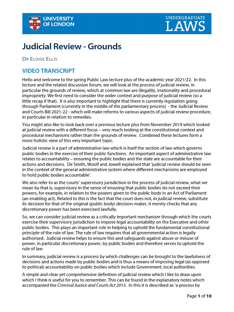Judicial Review Grounds - LecturePLus Transcript - 240903 - 111310 ...