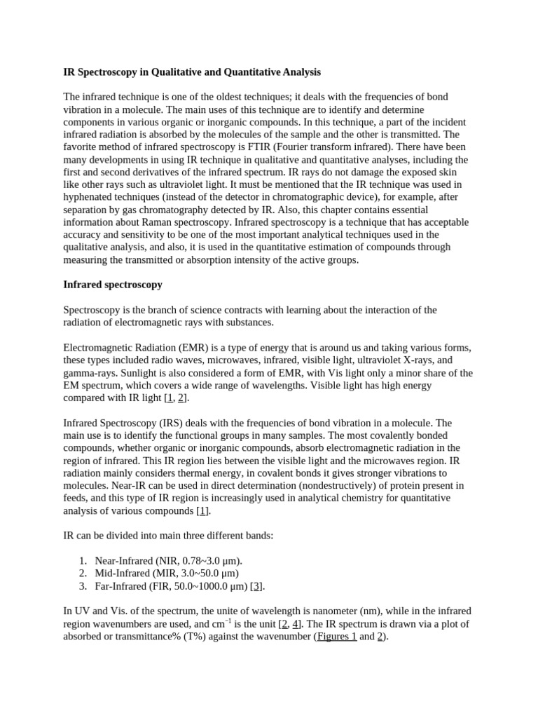 IR Spectroscopy in Qualitative and Quantitative Analysis (1) | PDF ...