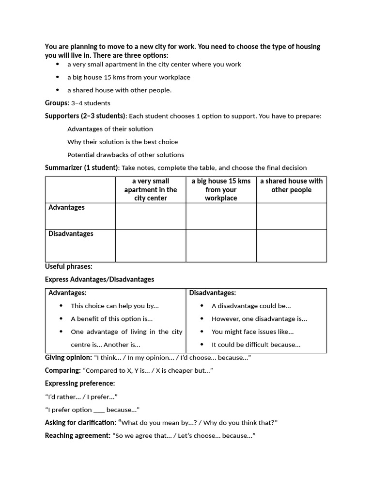 Unit 3 - Speaking Activity | PDF