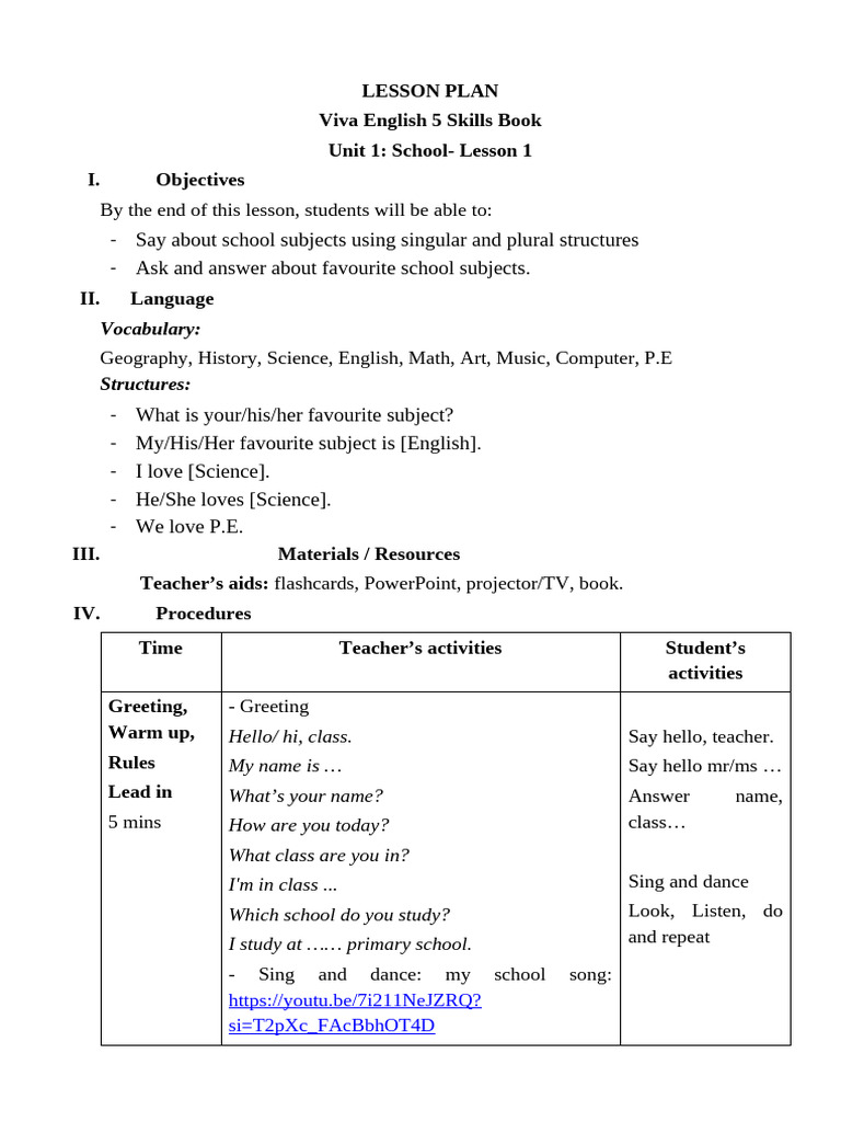 GRADE 5 - UNIT 1 (LESSON 1 - LESSON 6) | PDF
