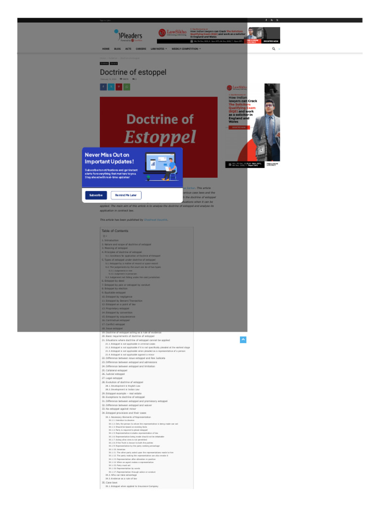 Blog Ipleaders in Doctrine of Estoppel in the Indian Evidence Act | PDF ...