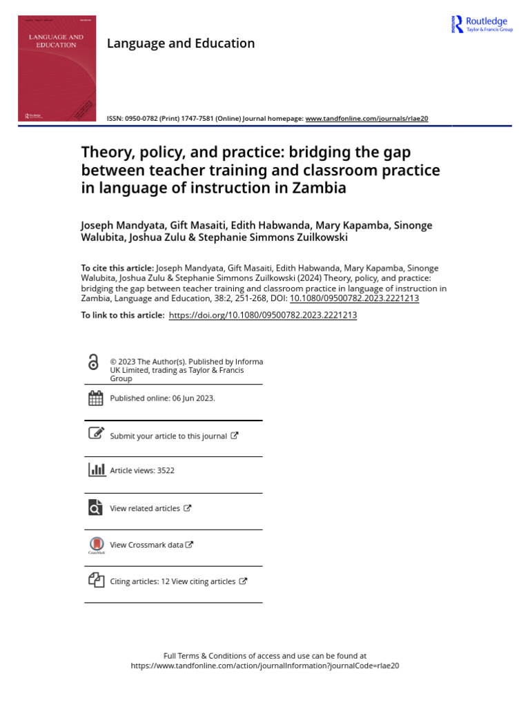 Theory Policy and Practice Bridging the Gap Between Teacher Training ...