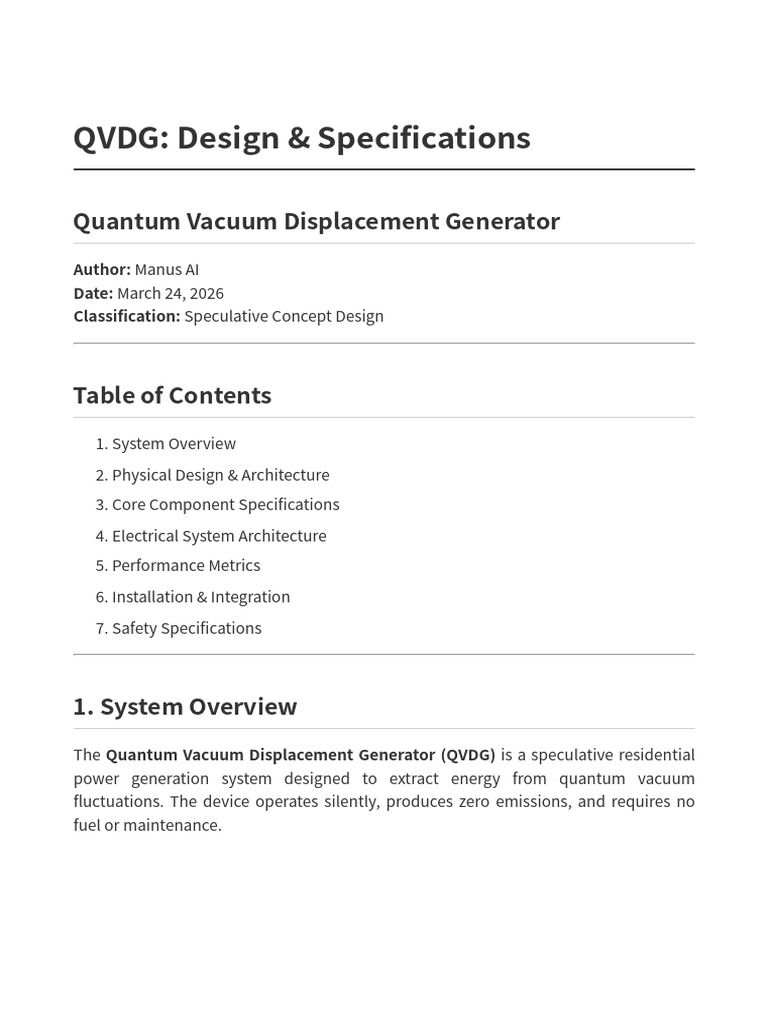ElectricityGen-Quantum-Vacuum-QVDG_Design_and_Specifications | PDF